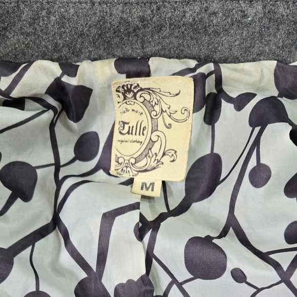 Tulle Anthropologie Gray Wool Blend Peacoat Pockets Classic Preppy Academia - Picture 7 of 15